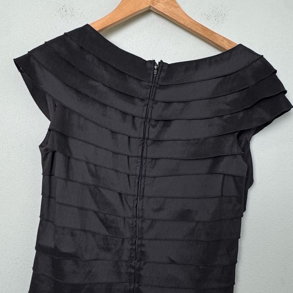 Tadashi Collection Pleated Taffeta Rosette Shutter Pleat Sheath Cocktail Dress 6 - Picture 8 of 12